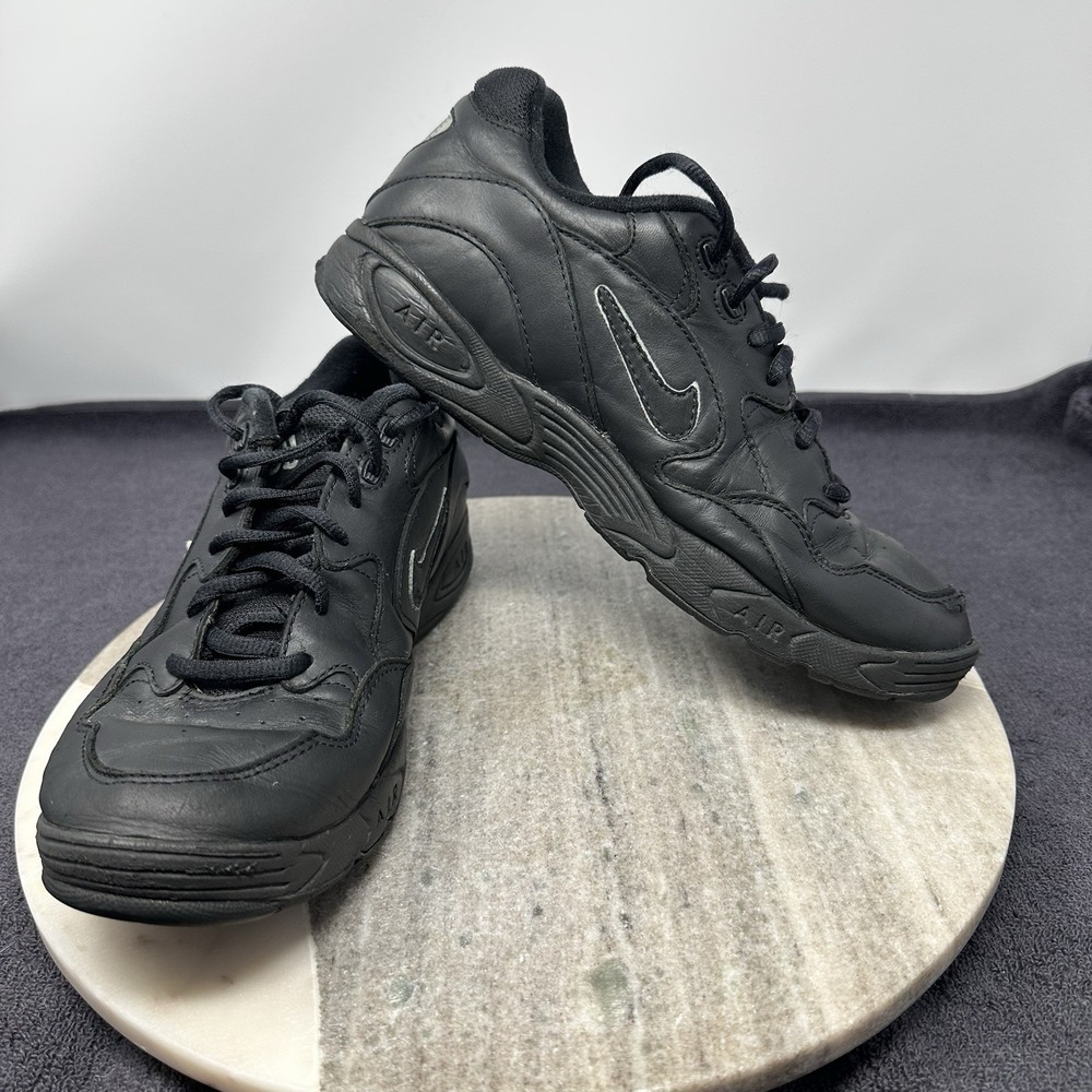 Nike Air Leather Walking Shoe Black‎ Women's Comfort Size 10